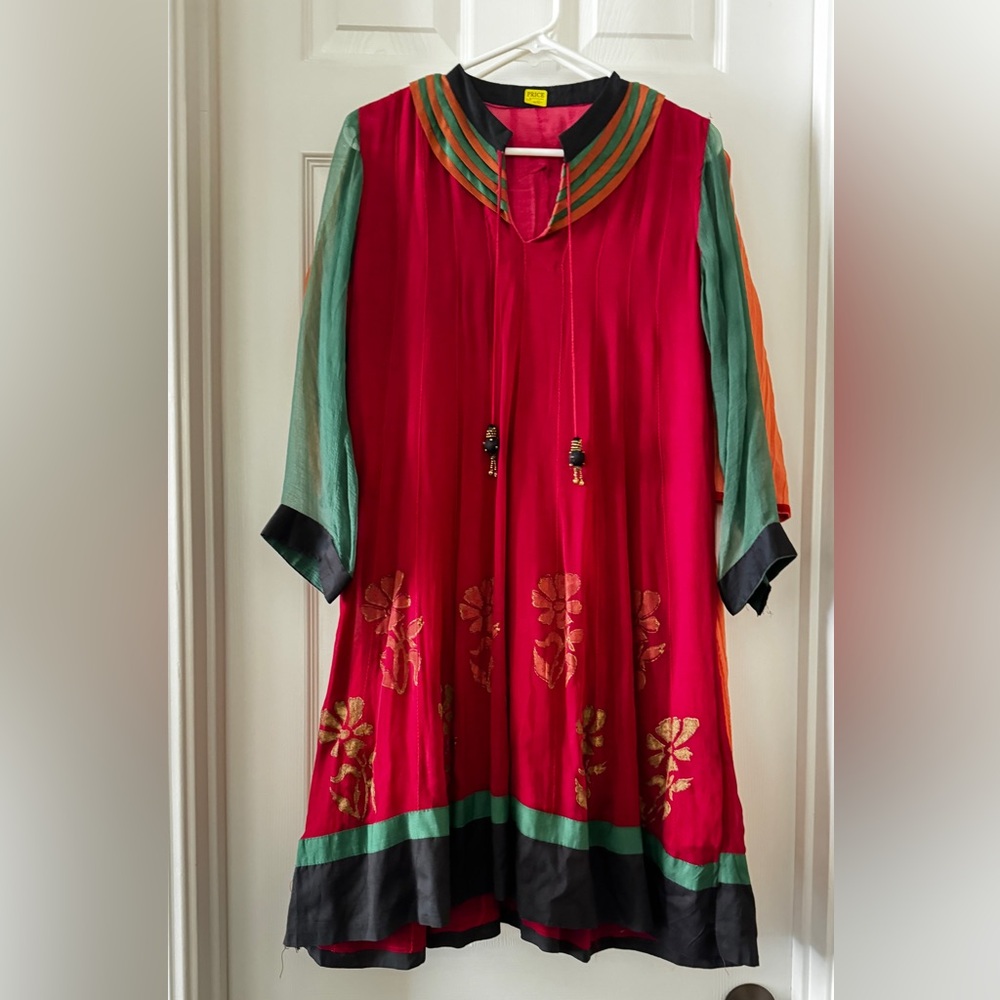 Custom made for boutique- maroon georgette tunic with embroidery